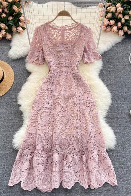 Round Neck Sweet Lace Dress