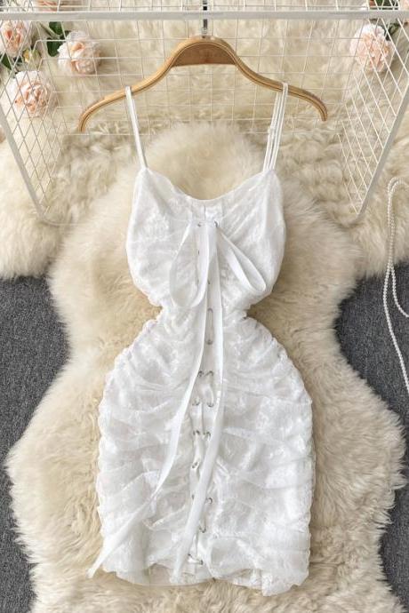 ruched white lace dress,fashion dress