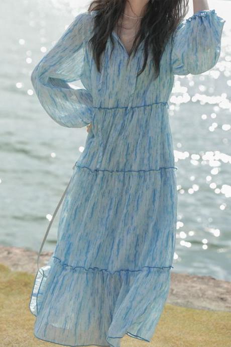 Summer Printed Chiffon Resort Dress