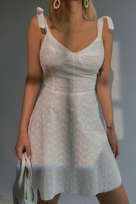 White Embroidered Slip Dress
