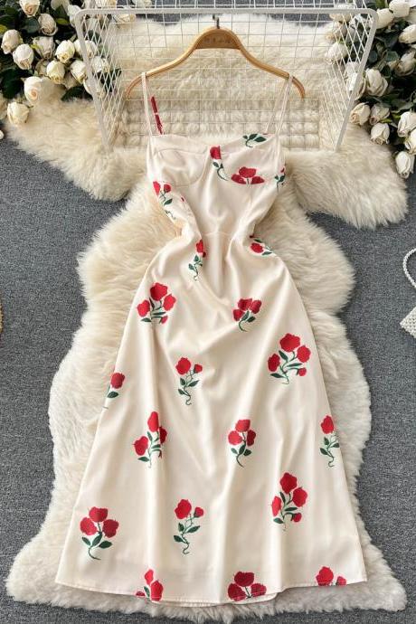 vintage rose print slip dress