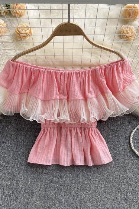 Sweet Layered Ruffle Off Shoulder Top