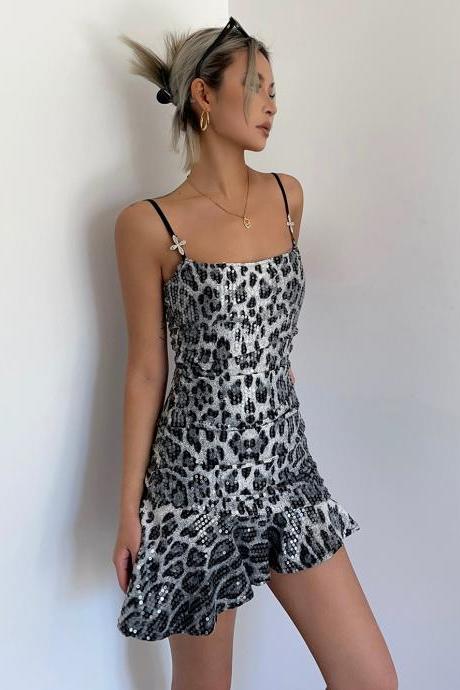 Cheetah Print Sleevess Mini Dress