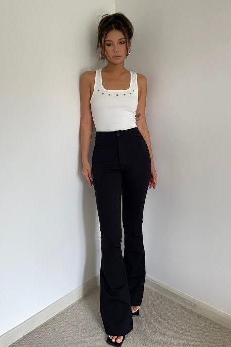 Homemade high-waisted elastic micro-bell trousers loose pants casual pants