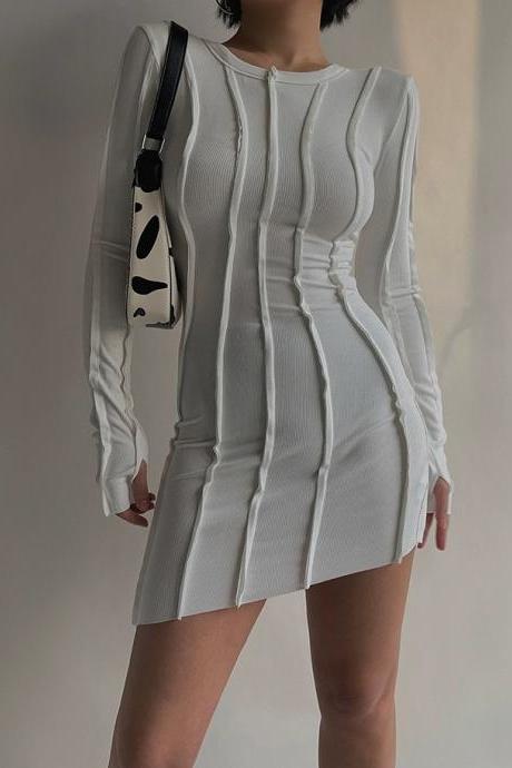 Kardashian Long-sleeved Bodycon Dress With Thumb Hole