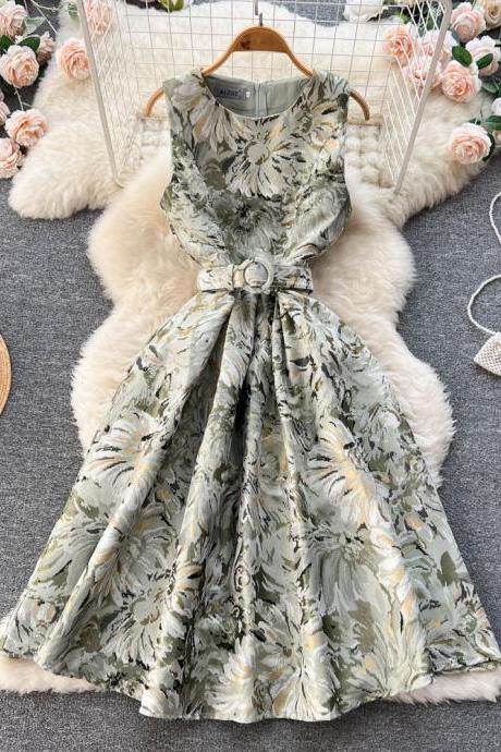 Vintage Sleeveless Printed Dress