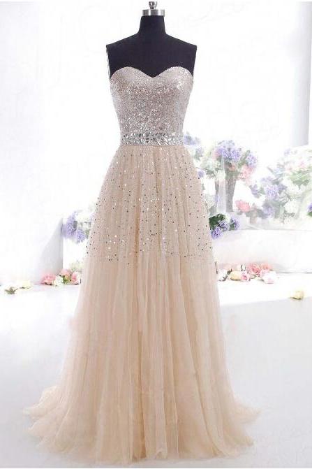 Beading Prom Dresses,charming Sweetheart Chiffon Evening Party Gown