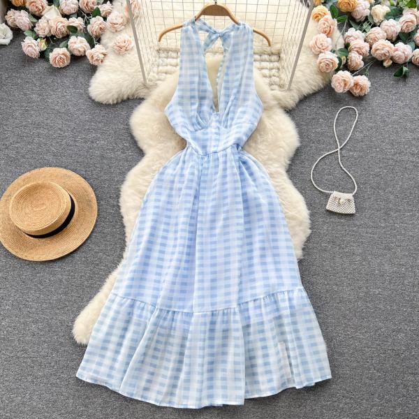 Blue And White Plaid Dress Midi Dress Blue And White Plaid Dress Midi Dress
