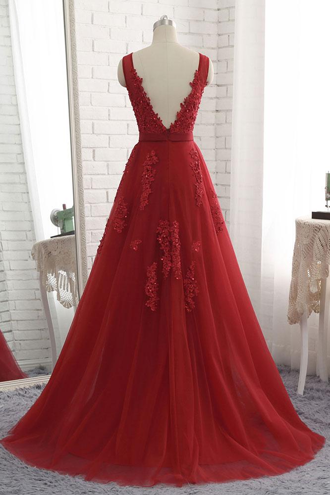 Lace and Tulle with Beaded Dresses Red