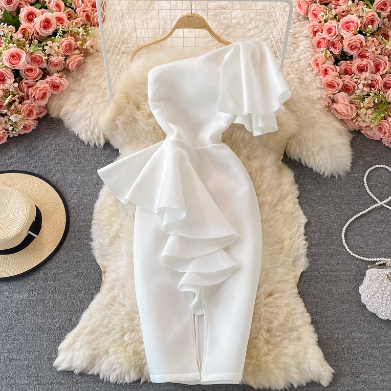 Light Luxury Off-shoulder Slit Bodycon Dress on Luulla