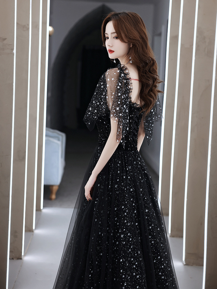 Black Sequined Long Prom Dress,tulle Eveing Gowns on Luulla